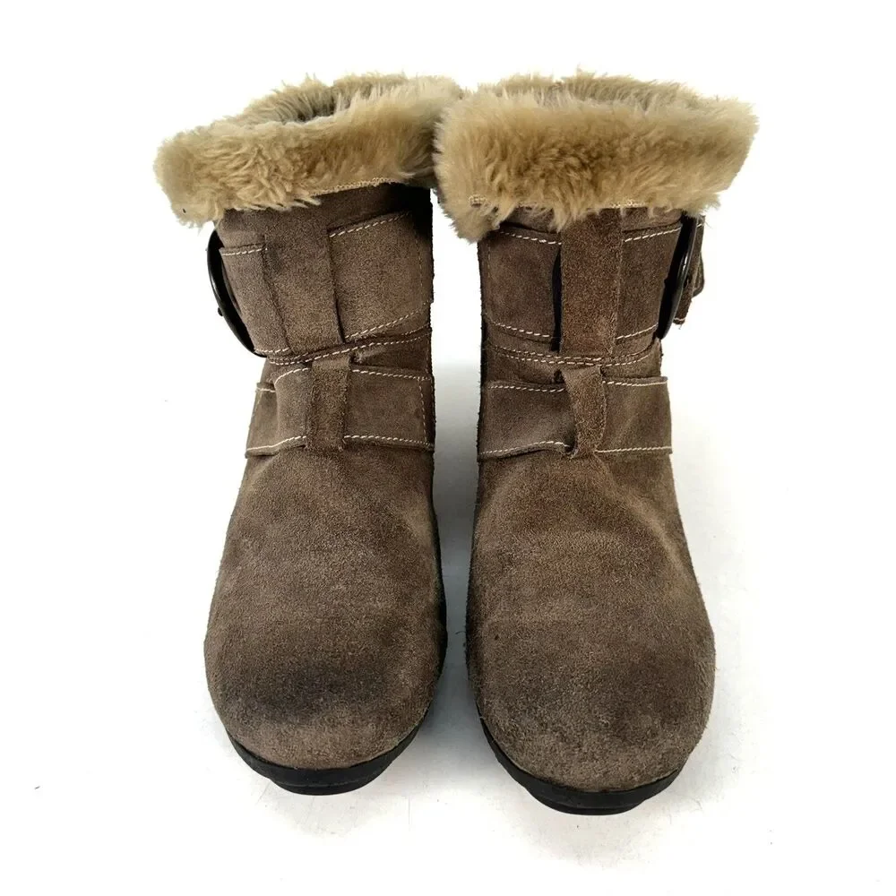 Josef Seibel Tracy Women's Suede Fur Ankle Boot Taupe Tan SZ 39 US 8.5
